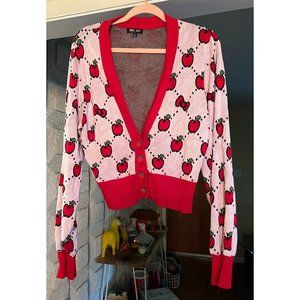 Hello Kitty x Smak Parlour Pink & Red Apple Cardigan, Size Large